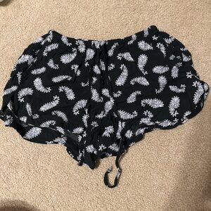 Brandy Melville Black and White Paisley Athletic Shorts